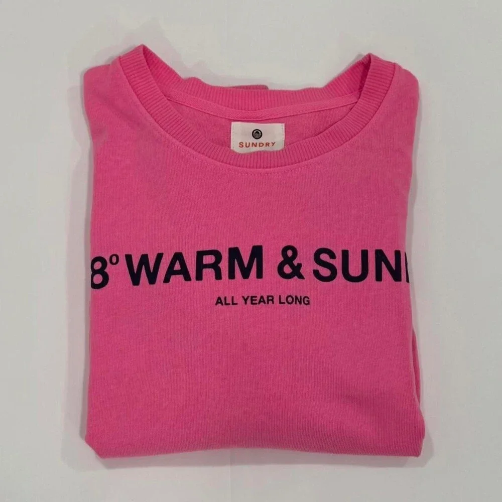 NWOT Sundry 78åÁ Crop Sweatshirt Pigment Neon Pink | Size 1 - Picture 2 of 8